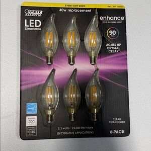 FEIT Electric Clear LED Chandelier Bulbs 6-Pack